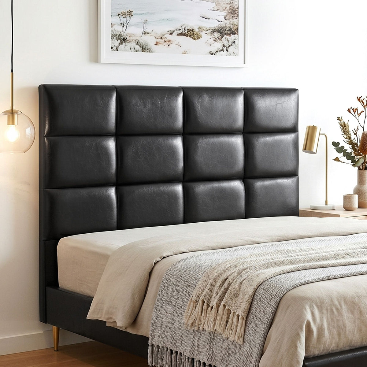 Artiss Bed Headboard Queen Bedhead PU Leather Black