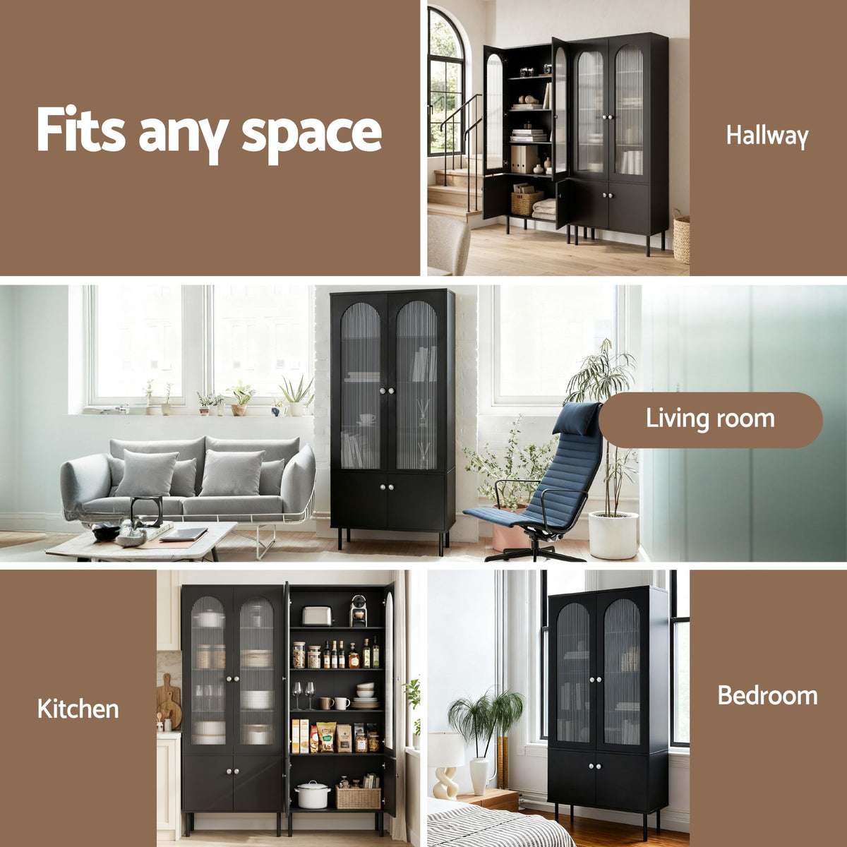 Artiss Buffet Sideboard Cupboard Cabinet Black