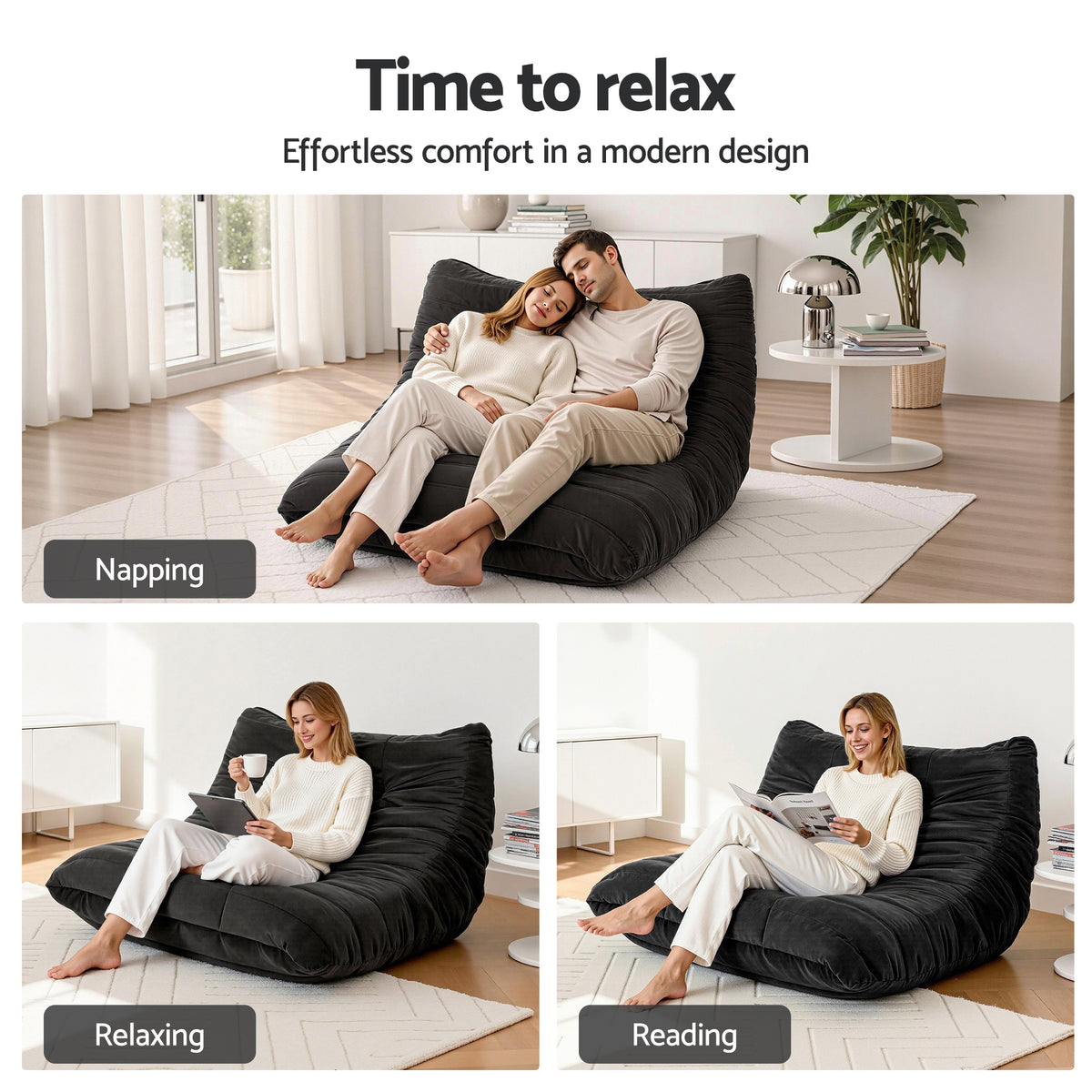 Artiss Lazy Sofa 2 Seaters Accent Caterpillar Chair Floor Couch Armless Lounge