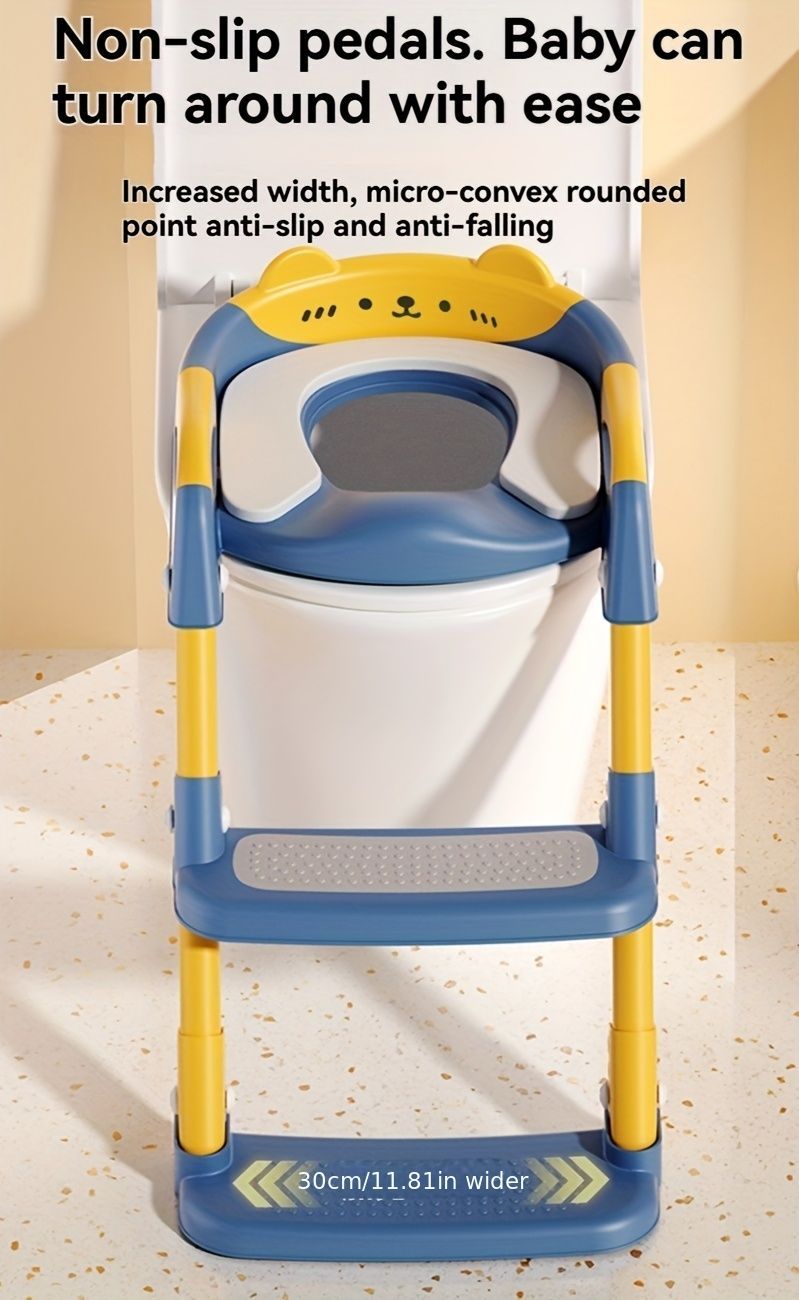 children's toilet trainer, toilet assistance ladder, portable toilet seat, PVC cushion, foldable design, anti-slip, splash-proof, potty training seat, toddler toilet ladder, kids bathroom accessory - Pink - Size PVC