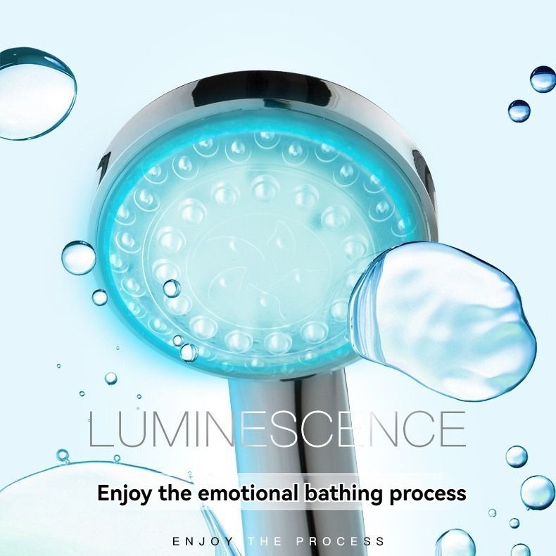 LED Shower Head Battery-Free Shower Head Glowing Shower Head Air Injection - Silver - Size Seven - color variable light