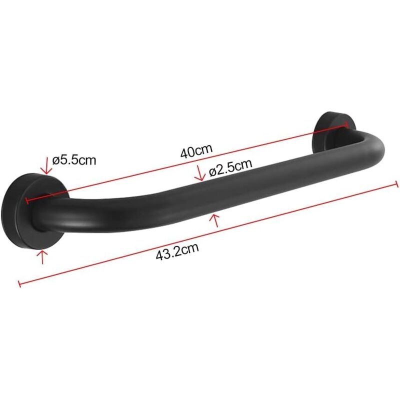 Toilet Grab Bar Stainless Steel Bathtub Handle Wall Mounted Towel Rack Bathroom Bathtub Handle, Black (40Cm)