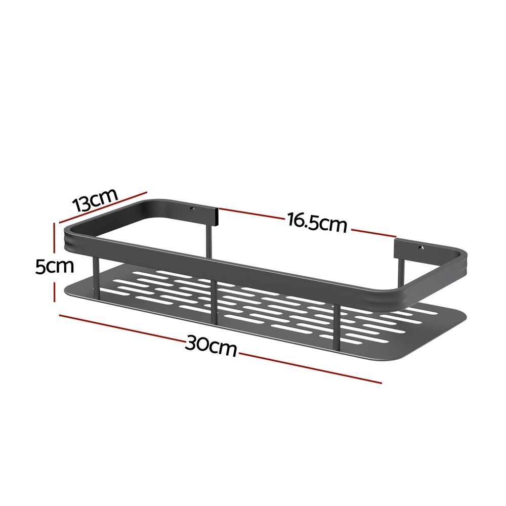 2 Pack Bathroom Wall Shelf Storage Racks, 30 x 13 x 5 cm, Black