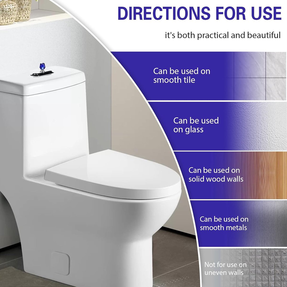 Main Control Panel - 2 Pieces - Shaped Toilet Tank Button - Toilet Press Tool - Toilet Control Panel - Suitable For Toilet, Home Bathroom - Toilet Push Button - Toilet Tank Button Aid for Laundry Room - Blue