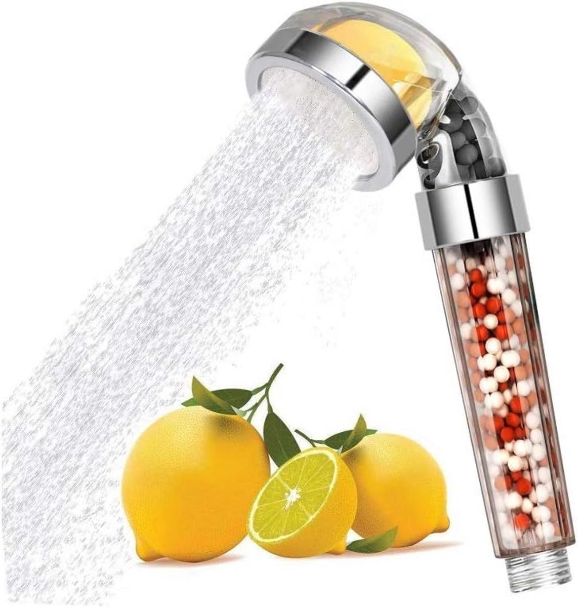 High-pressure shower head - with hand shower filter - Wellness Shower Head - for removing chlorine fluoride, softening hard water - Purifying Water - Shower Head - silver, clear