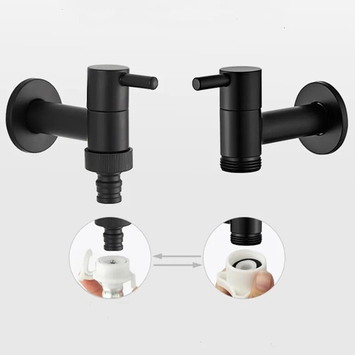 Wall-mounted tap - Material black copper - Wall mounting - Bathroom corner tap - Washing machine tap - Outdoor garden tap - Bathtub - Toilet - Mop - Swimming pool tap - Suitable for bathroom, toilet