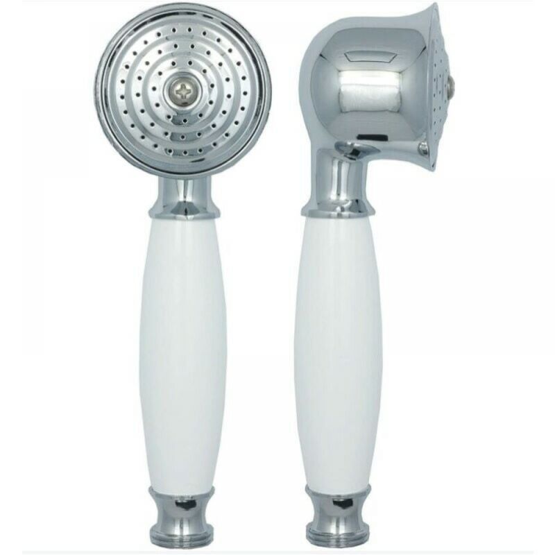 Complete bathroom shower head, anti-limescale shower head with ceramic handle, silver shower head, Chrome/White Finish Options