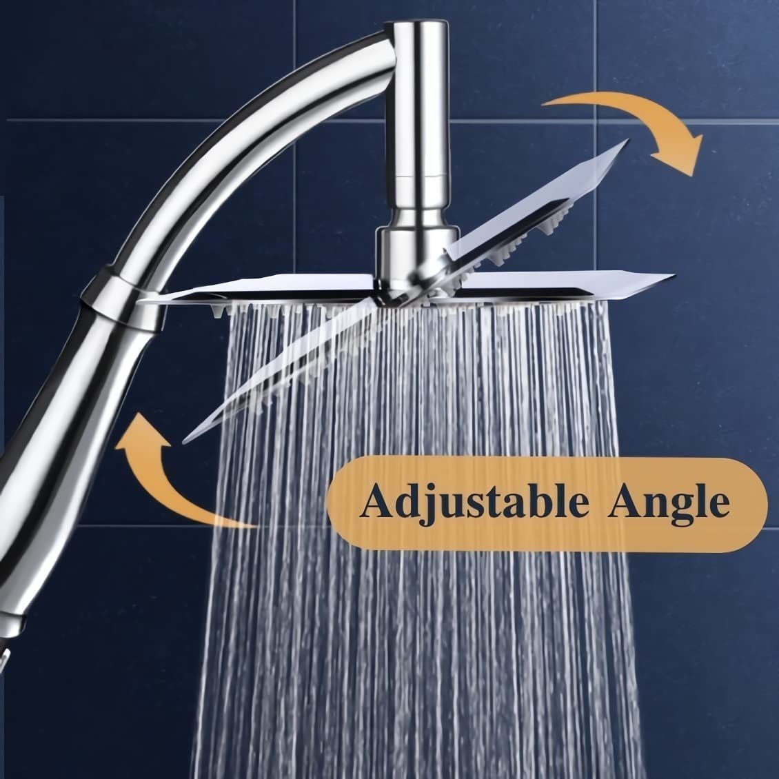 Powerful Rain Shower Head- High Pressure Rain Shower Heads- Large Square Shower Head Universal Replacement Shower Accessories, Chrome Finish