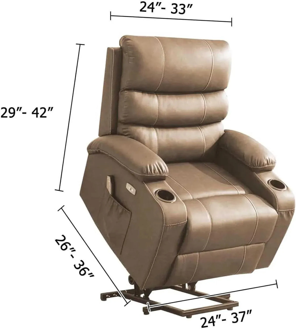 Power Lift Recliner Slipcover High Stretch Soft Jacquard Fabric with Side Pocket for Standard Recliner Chair Beige, Letter E Option