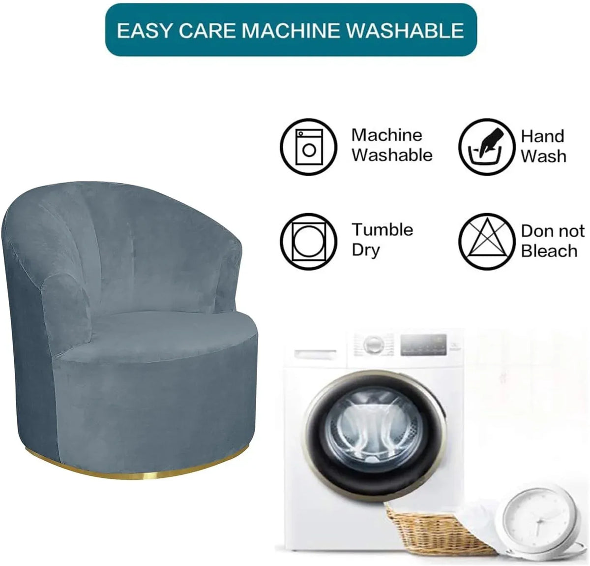 1 Pack Swivel Barrel Chair Slipcover Stretch Soft Washable Furniture Protector for Round Club Accent Chairs Living Room Light Gray, Brown