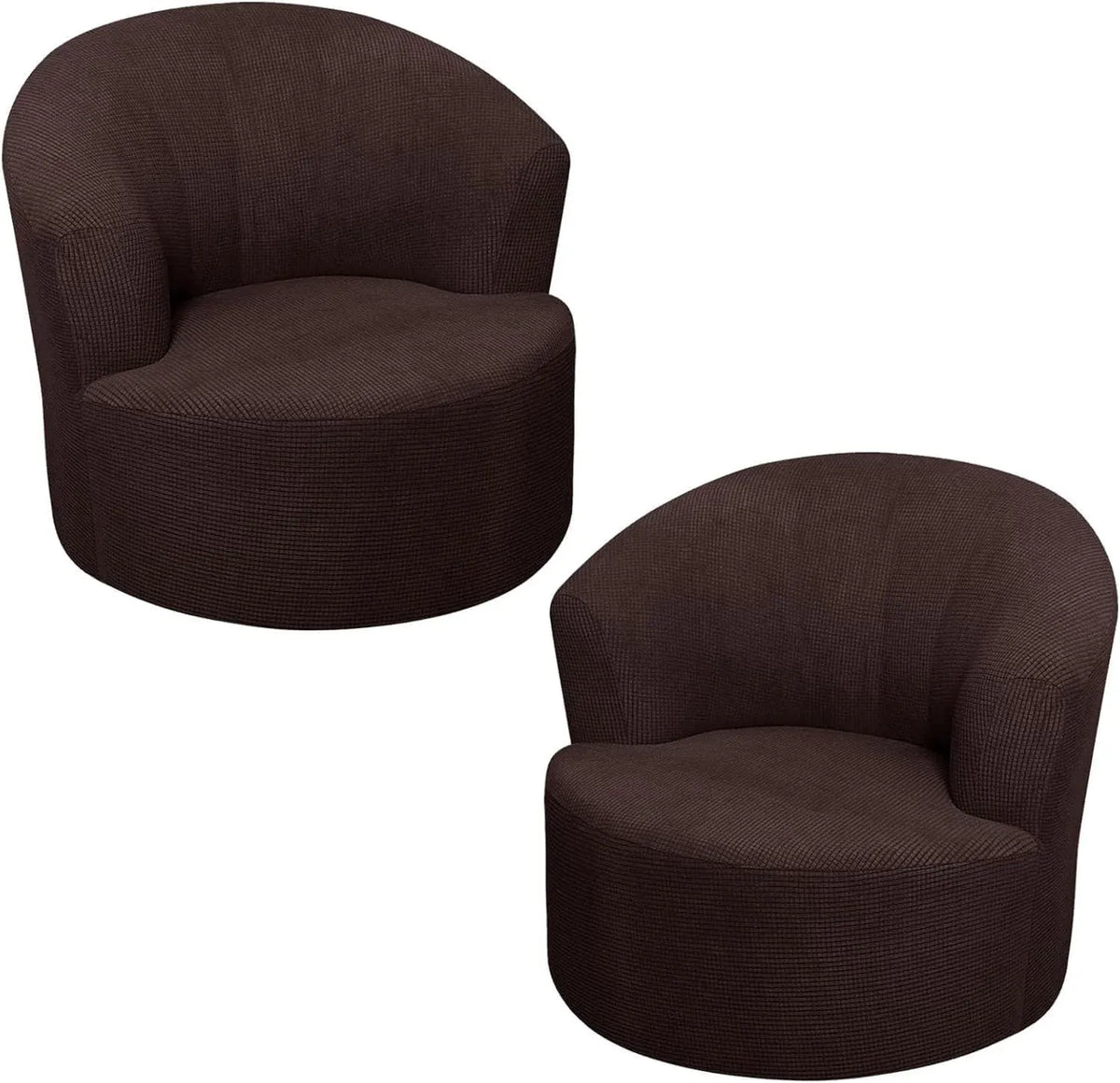 2 Pack Swivel Barrel Chair Slipcover Stretch Soft Washable Furniture Protector for Round Club Accent Chairs Living Room Brown