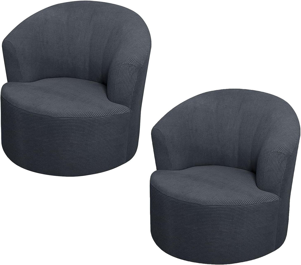 1 Pack Swivel Barrel Chair Slipcover, Stretch Soft Washable Round Club Chair Cover for Living Room, Dark Gray, Daily Comfort Use