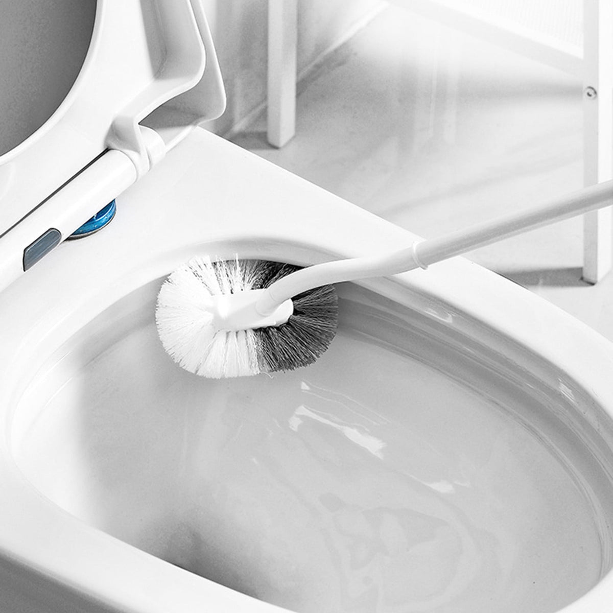 Tyidzon Bathroom Toilet Bowl Brush, Curved Design Toilet Brush for Deep Cleaning Under Rim, Easy Handy Compact Toilet Bowl Cleaner Brush for Bathroom White
