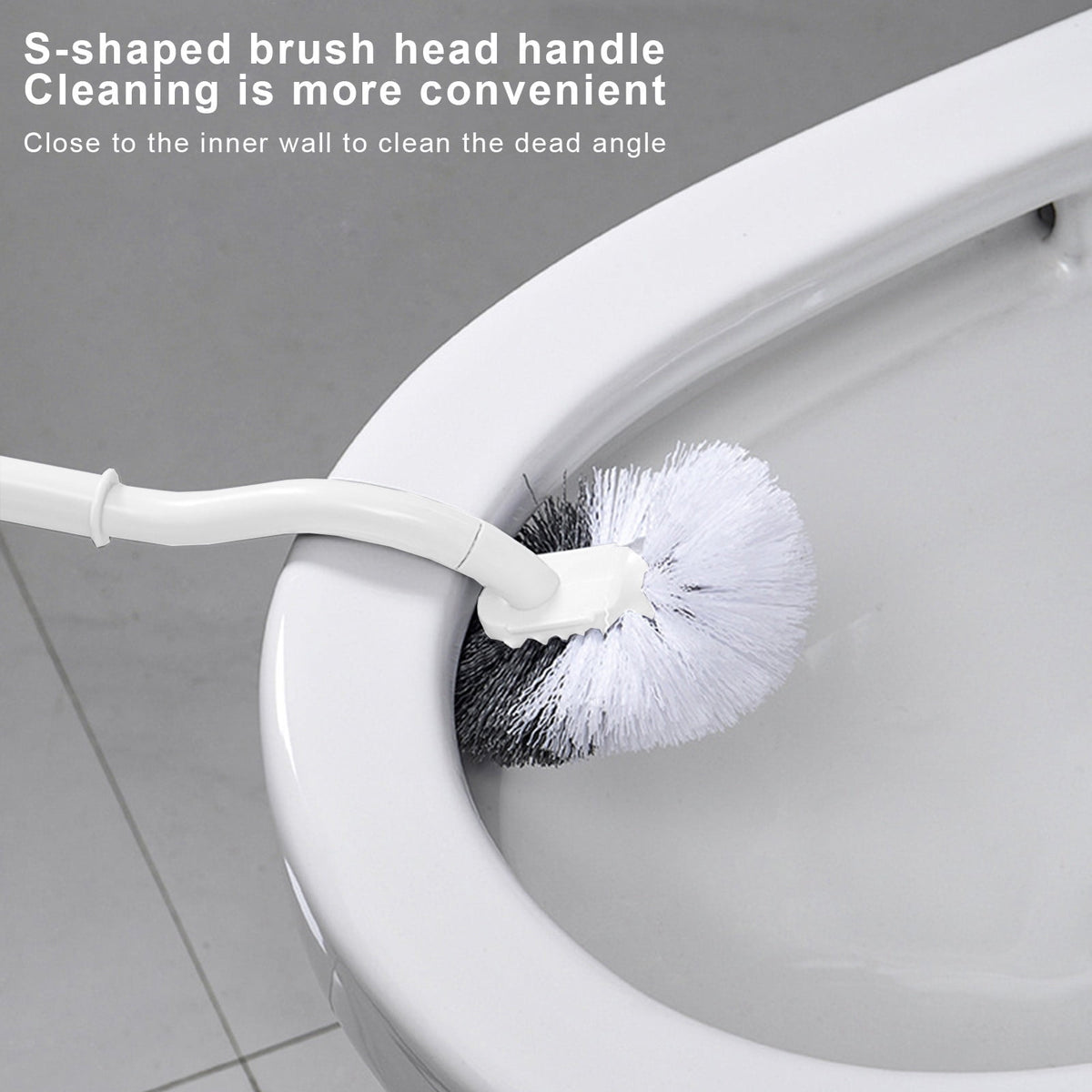 Tyidzon Bathroom Toilet Bowl Brush, Curved Design Toilet Brush for Deep Cleaning Under Rim, Easy Handy Compact Toilet Bowl Cleaner Brush for Bathroom White