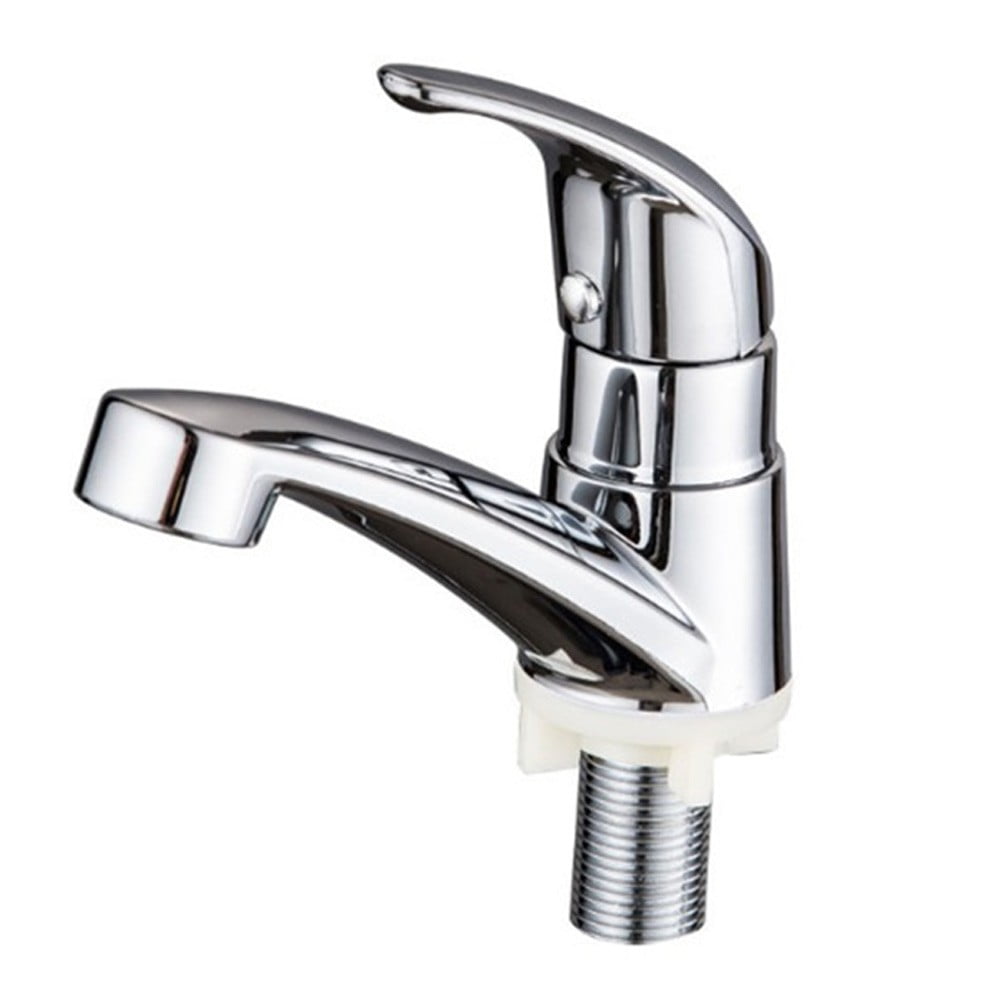 Chrome Basin Faucet Cold Sink Water Basin Tap Single Handle Faucet Tap Deck Mounted for Bathroom Kitchen Replacement