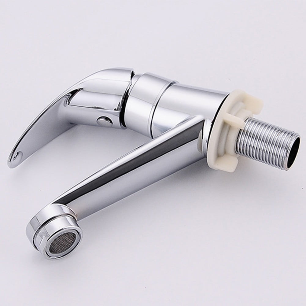 Chrome Basin Faucet Cold Sink Water Basin Tap Single Handle Faucet Tap Deck Mounted for Bathroom Kitchen Replacement