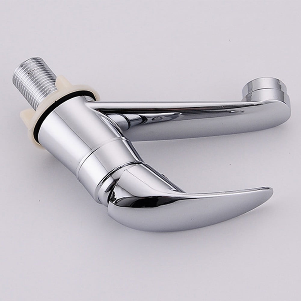 Chrome Basin Faucet Cold Sink Water Basin Tap Single Handle Faucet Tap Deck Mounted for Bathroom Kitchen Replacement