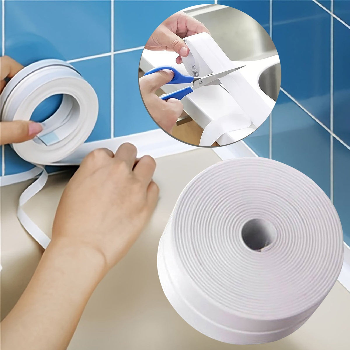 Self-Adhesive Kitchen Sink Bathtub Sealing Tape Sink Sealing Strip, Bathtub Seam Tape, Self-Adhesive Waterproof Tape, Bathroom Toilet Sealer, Countertop Sealing Stickers, Seam Tape(White) White
