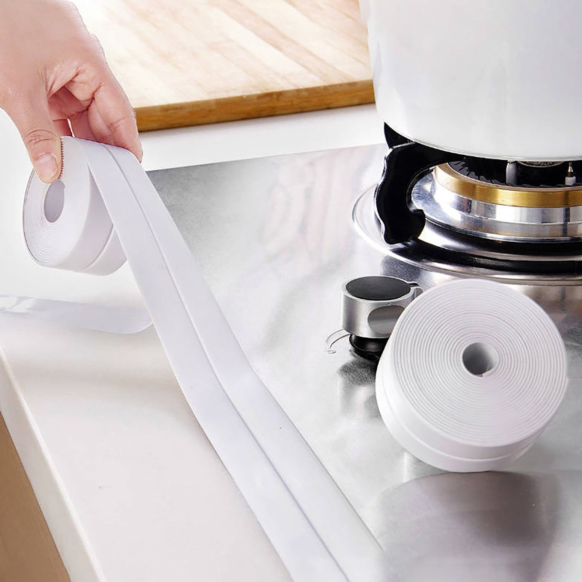 Self-Adhesive Kitchen Sink Bathtub Sealing Tape Sink Sealing Strip, Bathtub Seam Tape, Self-Adhesive Waterproof Tape, Bathroom Toilet Sealer, Countertop Sealing Stickers, Seam Tape(White) White