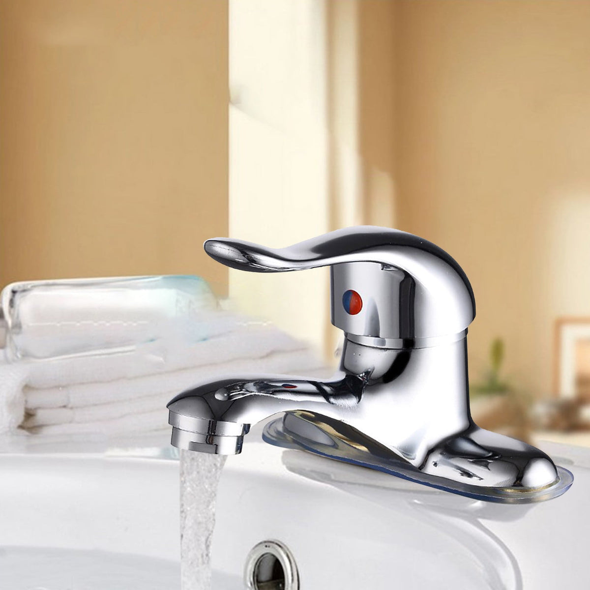 Bathroom Faucet, 2-Hole Mixer Tap, Heavy Duty Single Handle Bathroom Sink Faucet, 2 Hole Single Handle Hot and Cold Water Mixer Tap, for Hot and Cold Water, Bathroom Faucet, for Home and Hotel 3.93" Silver
