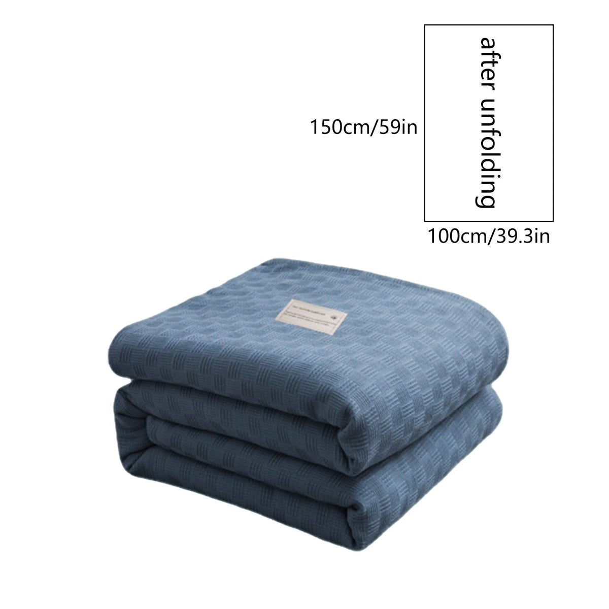 59x39" 100% Cottons Blanket, Soft and Breathable Bed Blanket, Multi-functional Bed Blanket for All Season, Machines Washable Bed Couch for Home Living Room Bedroom Office Travel Blue