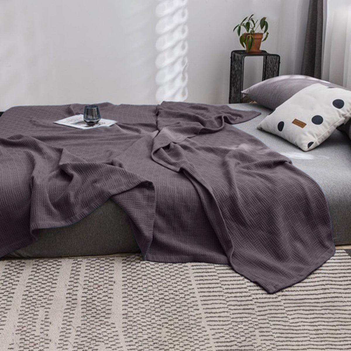 59x39" 100% Cottons Blanket, Soft and Breathable Bed Blanket, Multi-functional Bed Blanket for All Season, Machines Washable Bed Couch for Home Living Room Bedroom Office Travel Coffee