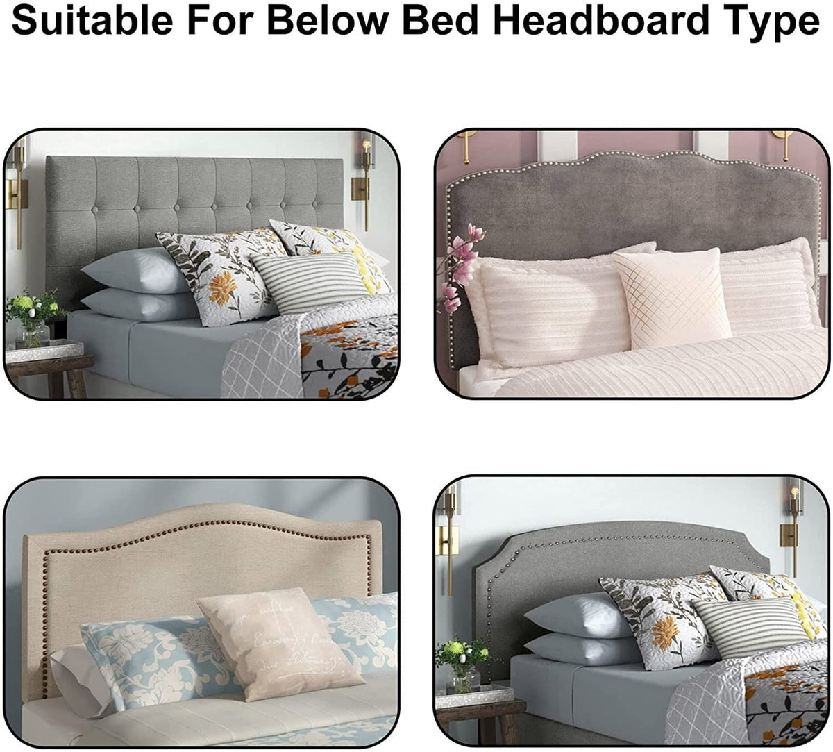 Velvet Bed Headboard Cover for Queen King Full Size, Stretch Headboard Slipcover Soft Dustproof Protector Cover Bed Head Cover for Bedroom (Grey,210-240cm(83-94in))