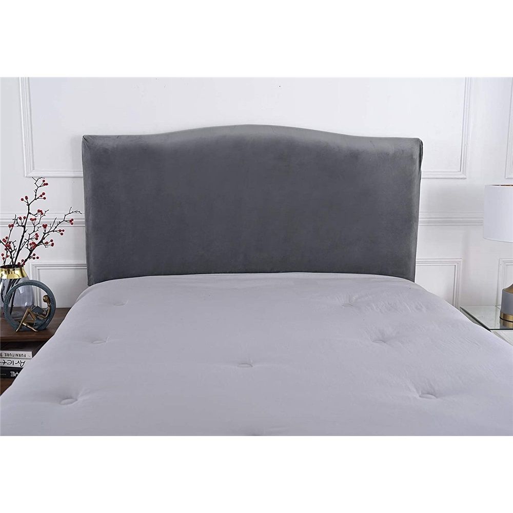 Velvet Bed Headboard Cover for Queen King Full Size, Stretch Headboard Slipcover Soft Dustproof Protector Cover Bed Head Cover for Bedroom (Grey,210-240cm(83-94in))