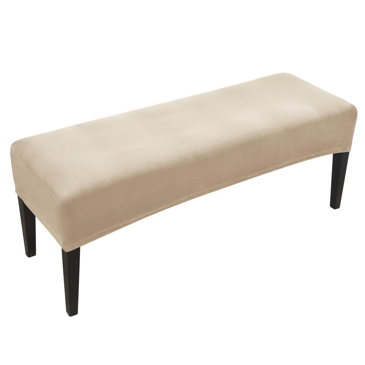 Dining Bench Cover Stretch Velvet Bench Slipcovers Removable Anti-Dust Bench Seat Cushion Covers Upholstered Dining Chair Cover Bench Protector (camel)