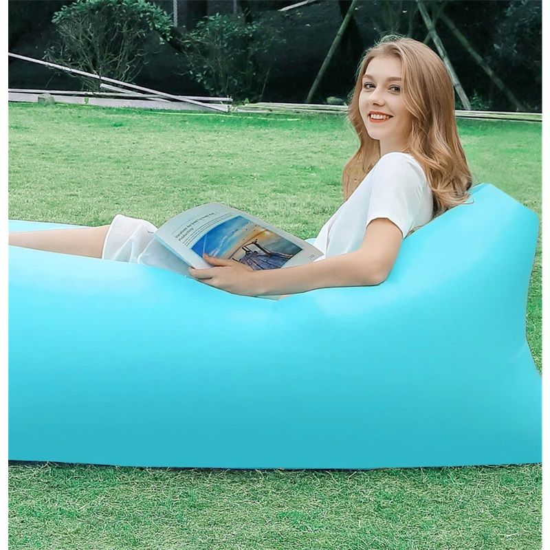 Inflatable Sun Lounger, Air Sofa, Hammock, Portable, Waterproof and Leak-Proof, Ideal for Backyard, Beach, Travel, Camping, Picnics and Music Festivals（sky blue）