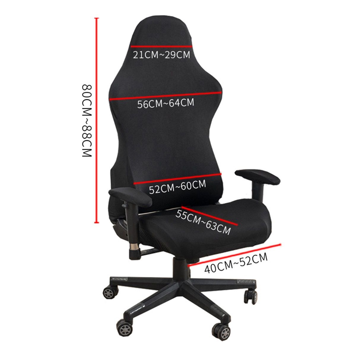 Cloth Stretch Polyester Chair Cover for Reclining Racing Gaming Chair (Only Chair Covers) (Black)