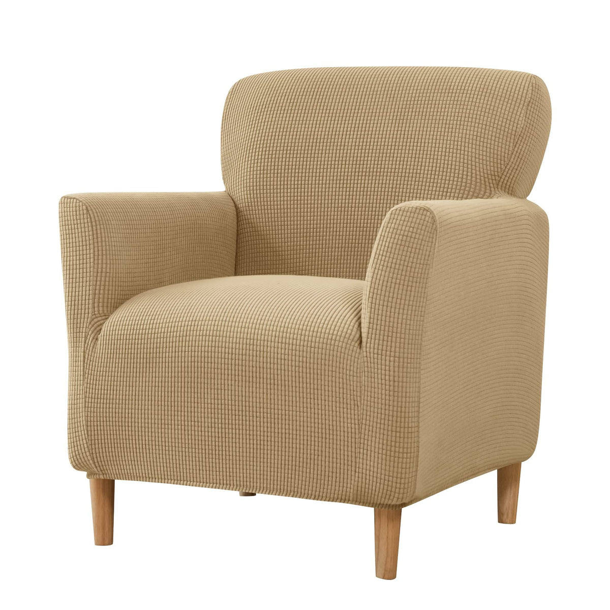 Armchair Slipcover 1-Piece Jacquard Accent Chair Covers with Arms Soft Waterproof Chair Slipcovers for Living Room Furniture Protector Office Reception Reading（khaki）