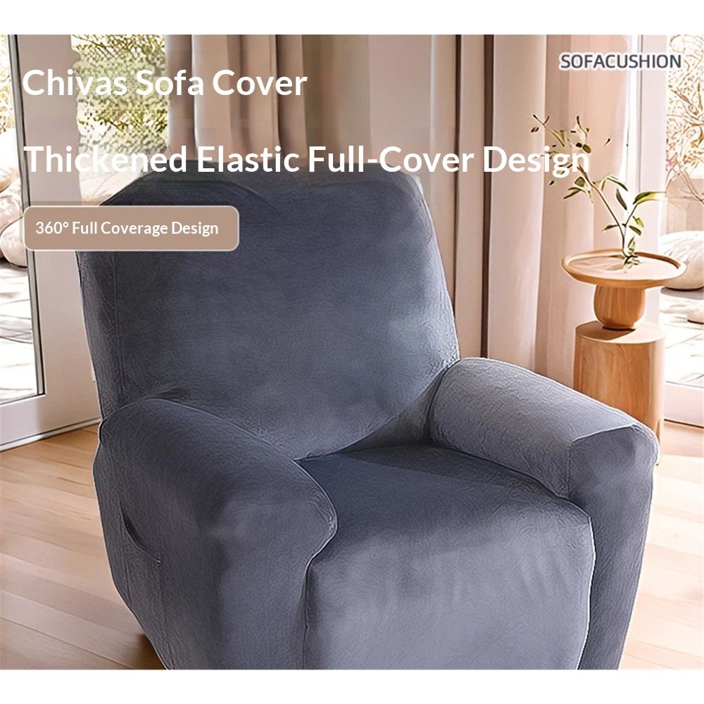 silver fox plush Recliner Chair Covers 1-Piece for Reclining Chair, Recliner Cover Feature Thick Luxury and Soft Fabric with Elastic Bottom,  (Grey, single seat)