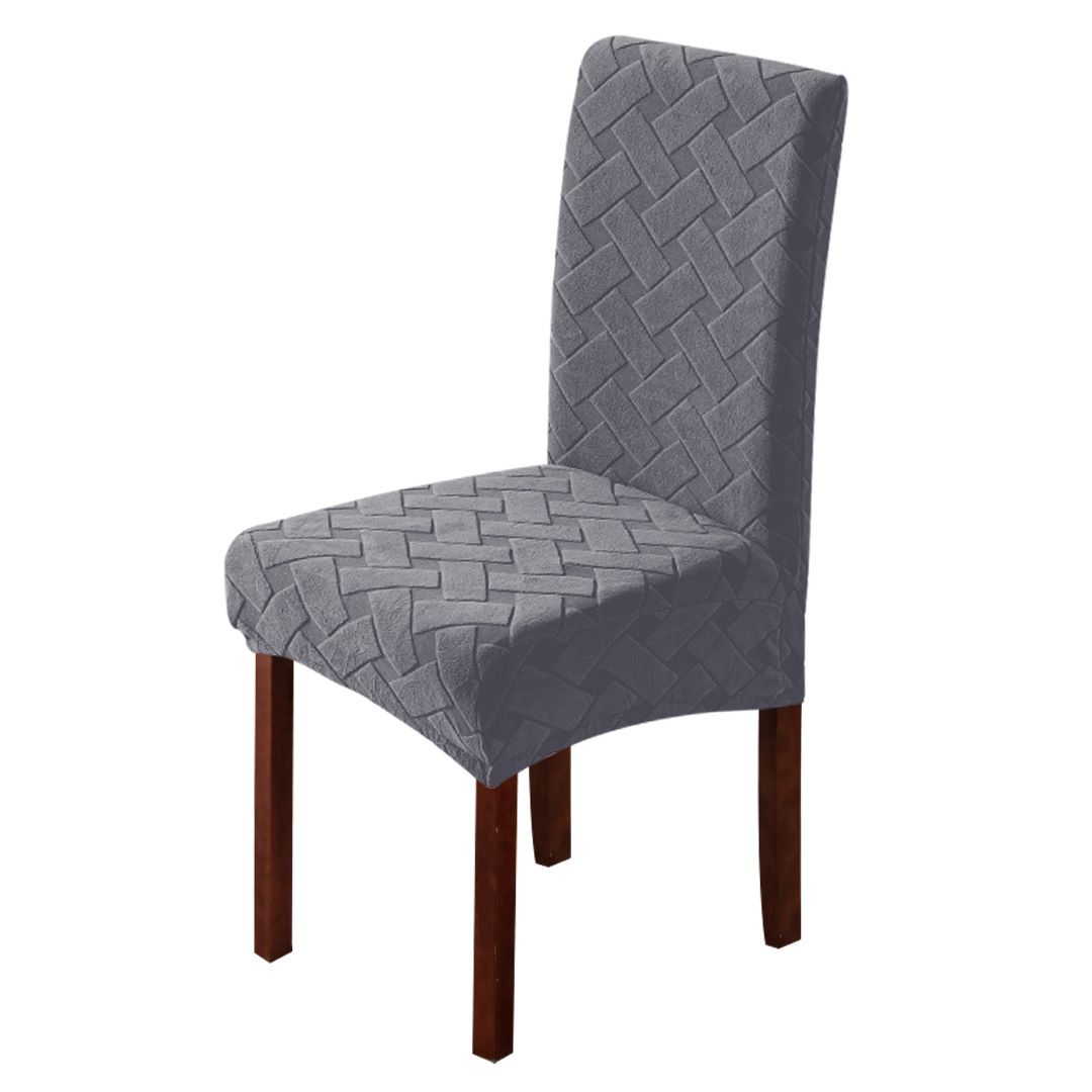 4-piece elastic home hotel dining chair jacquard chair cover, detachable and washable, restaurant kitchen chair protective cover (dark gray)