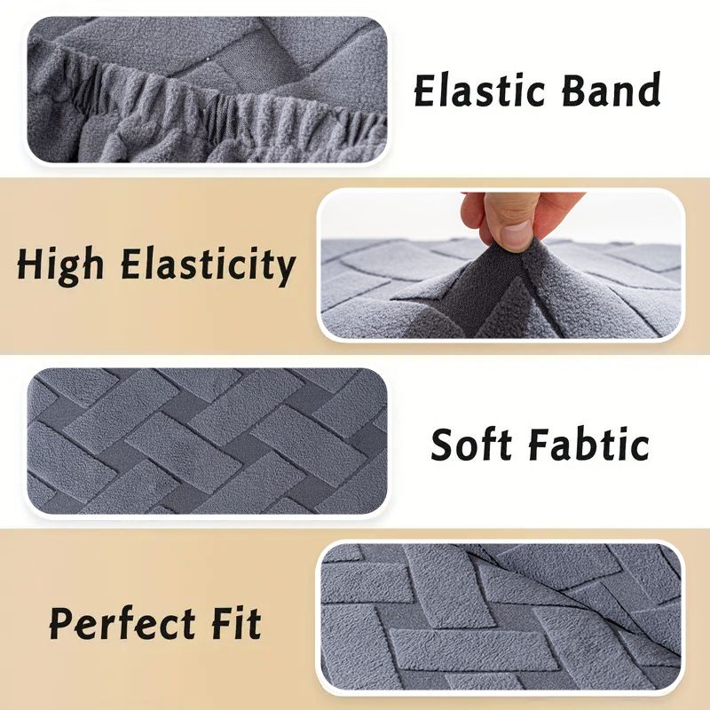 4-piece elastic home hotel dining chair jacquard chair cover, detachable and washable, restaurant kitchen chair protective cover (dark gray)