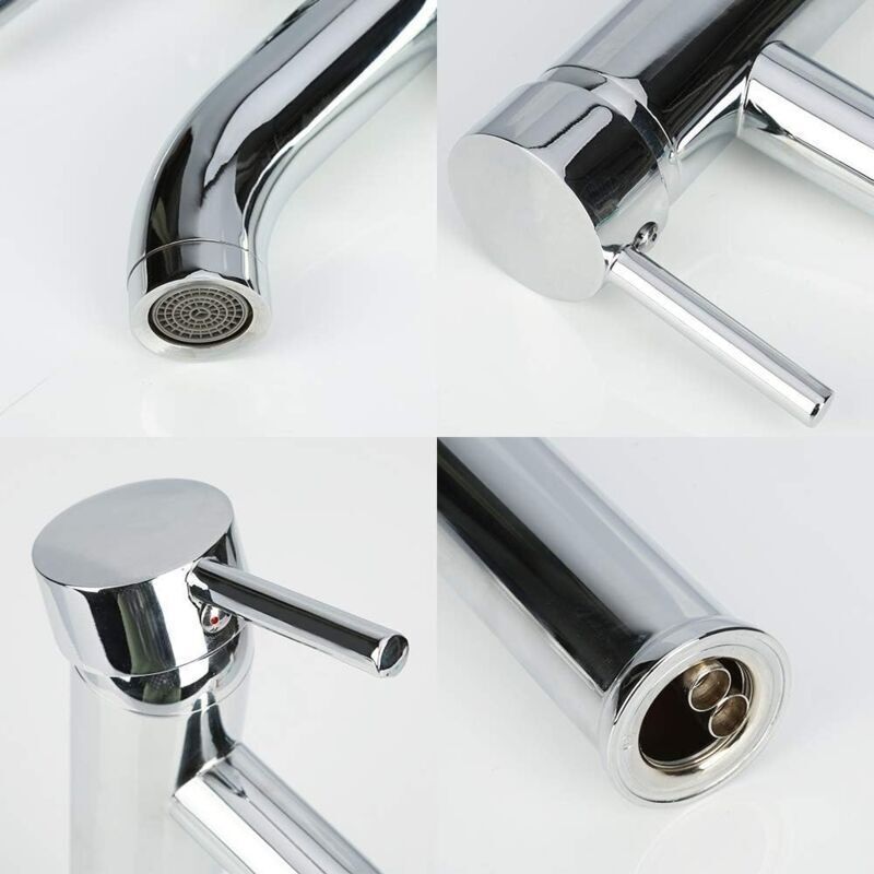 Bathroom Sink Faucet, High Arc Bathroom Sink Mixer Tap, Adjustable Hot and Cold Mixer Tap, Chrome Plated Brass, Silver Grey