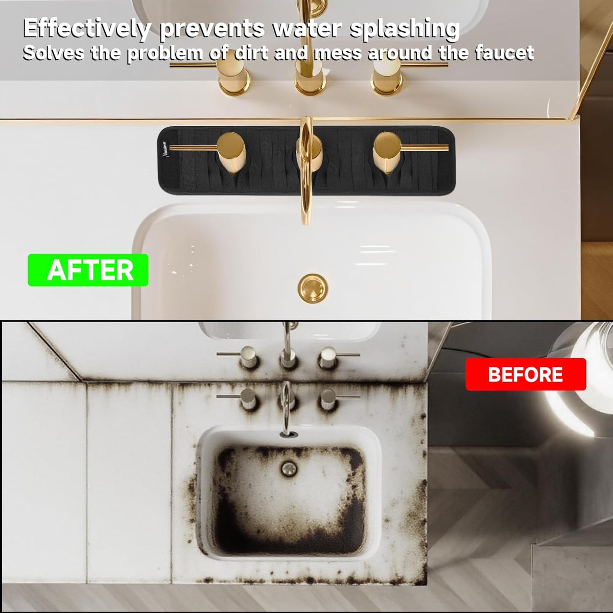 Faucet Mat for Bathroom Sink - Easy to Clean, Anti-Slip Splash Guard with Fast Drying Properties - Protective Sink Tray Ideal for Stone Sinks in Bathroom & Kitchen