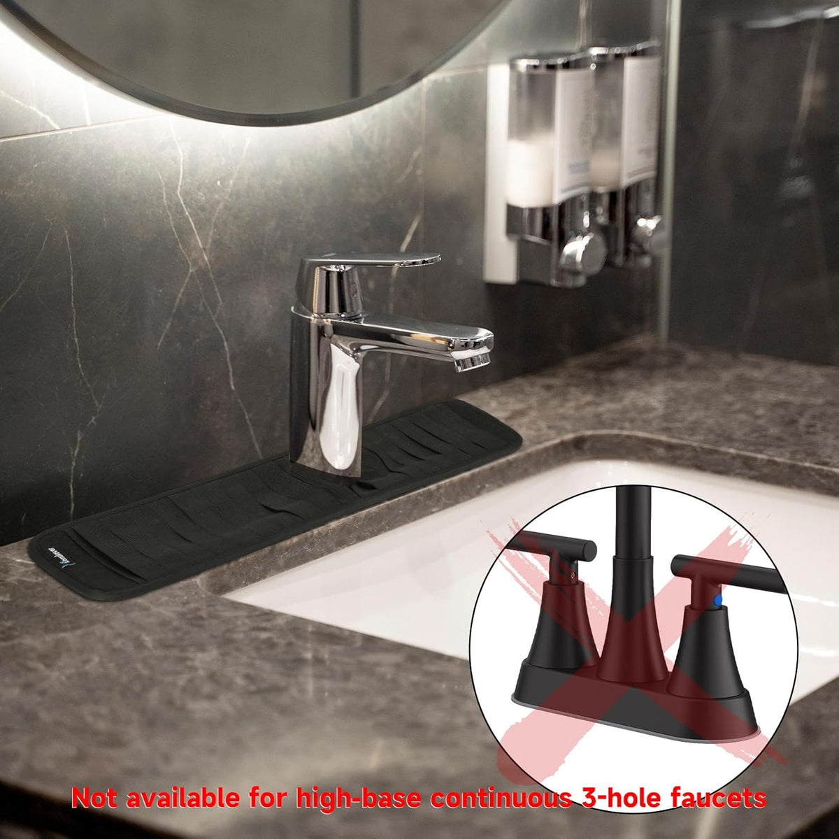 Faucet Mat for Bathroom Sink - Easy to Clean, Anti-Slip Splash Guard with Fast Drying Properties - Protective Sink Tray Ideal for Stone Sinks in Bathroom & Kitchen