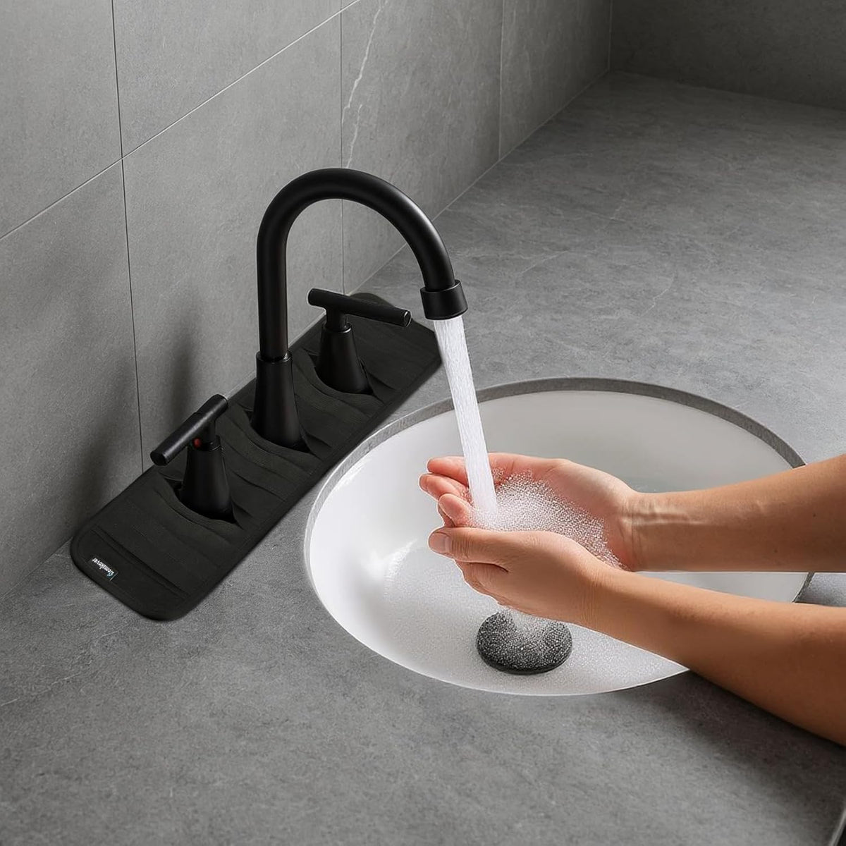 Faucet Mat for Bathroom Sink - Easy to Clean, Anti-Slip Splash Guard with Fast Drying Properties - Protective Sink Tray Ideal for Stone Sinks in Bathroom & Kitchen