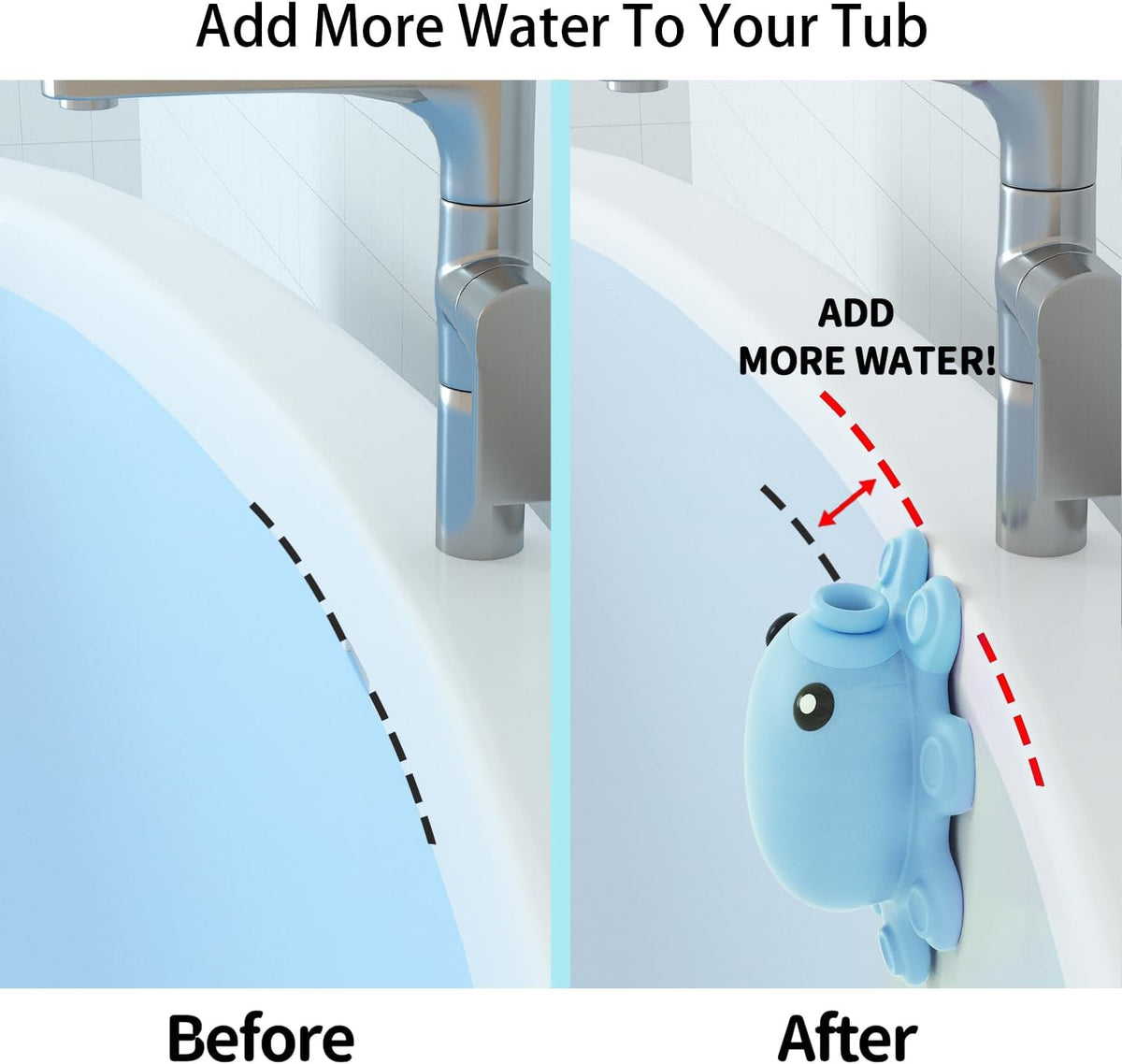 Bathroom Bathtub Overflow Drain Cover- Silicone Bath Tub Drain Cover, Tub Overflow Drain Stopper with Suction Cups, Adds Inches of Water for Deeper Bath, Cute Bathroom Accessories, Baby Blue