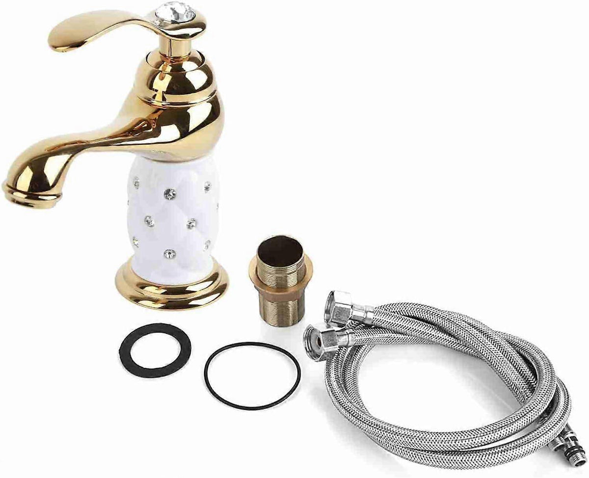 Basin Mixer Tap with Other Accessories Solid Brass Bathroom Sink Faucet Modern Design Chrome Lacquered Copper Bathroom Faucets (Gold)