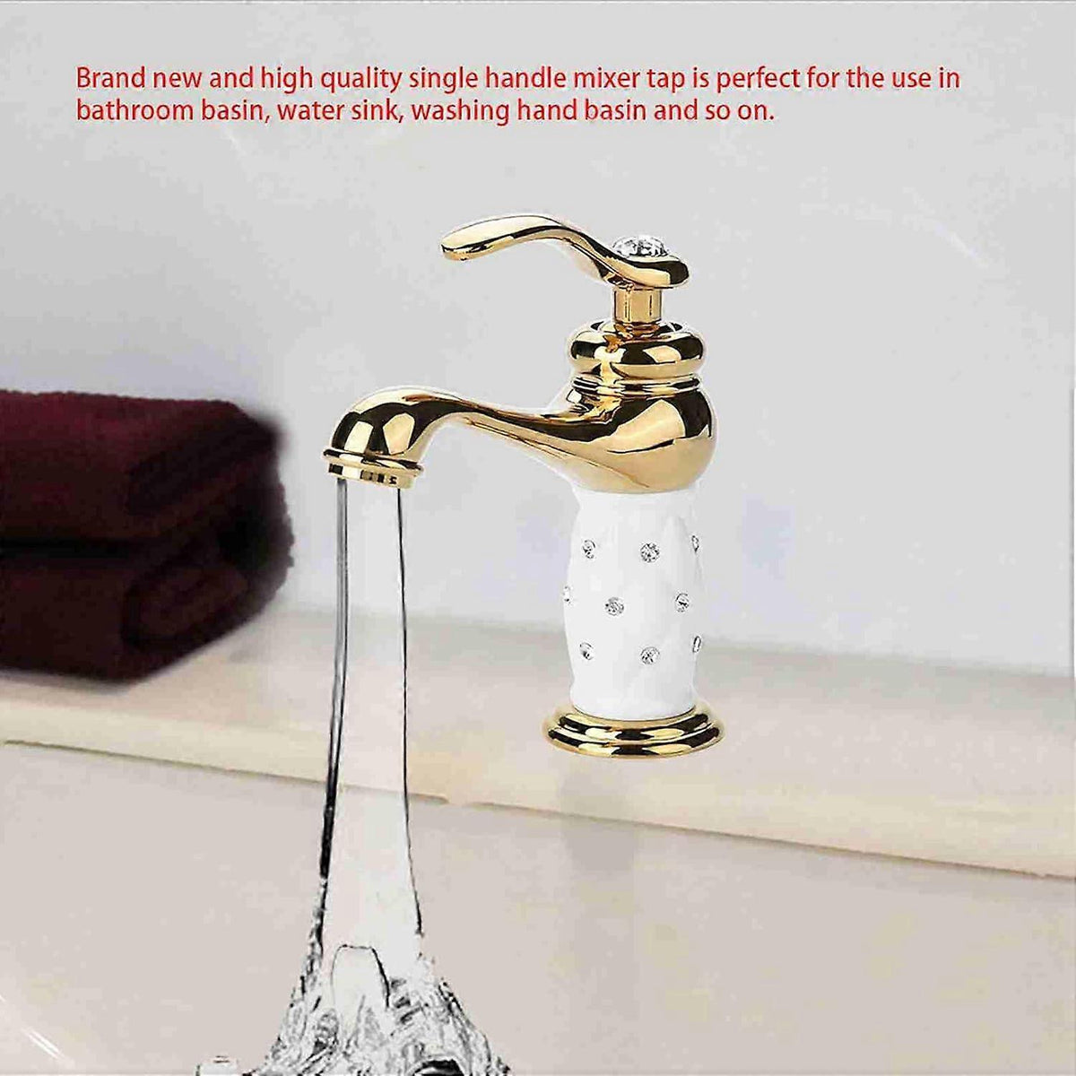 Basin Mixer Tap with Other Accessories Solid Brass Bathroom Sink Faucet Modern Design Chrome Lacquered Copper Bathroom Faucets (Gold)