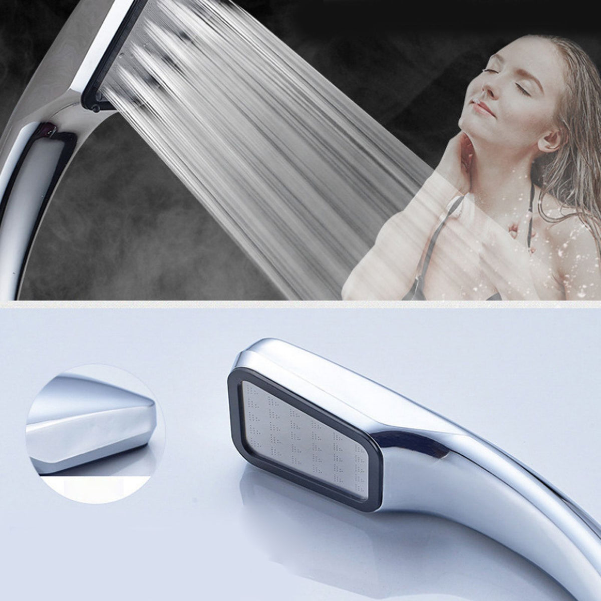 Shower Head 300 Holes Water Saving High Pressure Handheld Rectangular Bathroom Shower AccessoriesShower Head