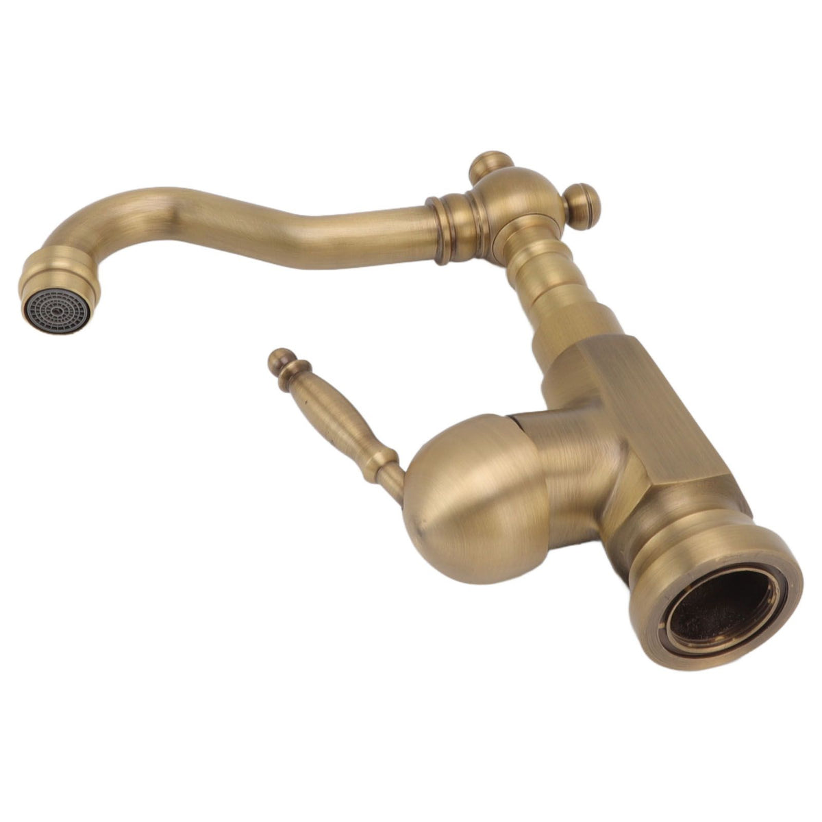 Bathroom Sink Faucet Antique Brass Vanity Mixer Faucet Tap Heightening Single Handle Wash Basin Tap with Hoses for Home