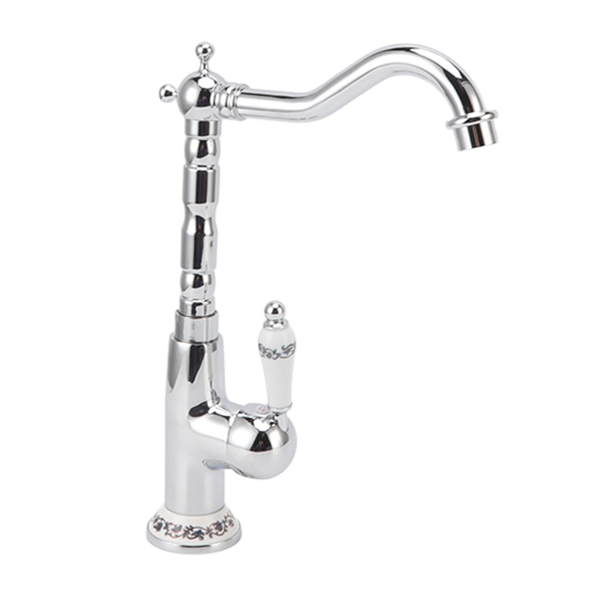 Bathroom Water Tap Retro European Style Brass Electroplating with Long Bend Hose Hot Cold Mixer Basin Faucet for Home