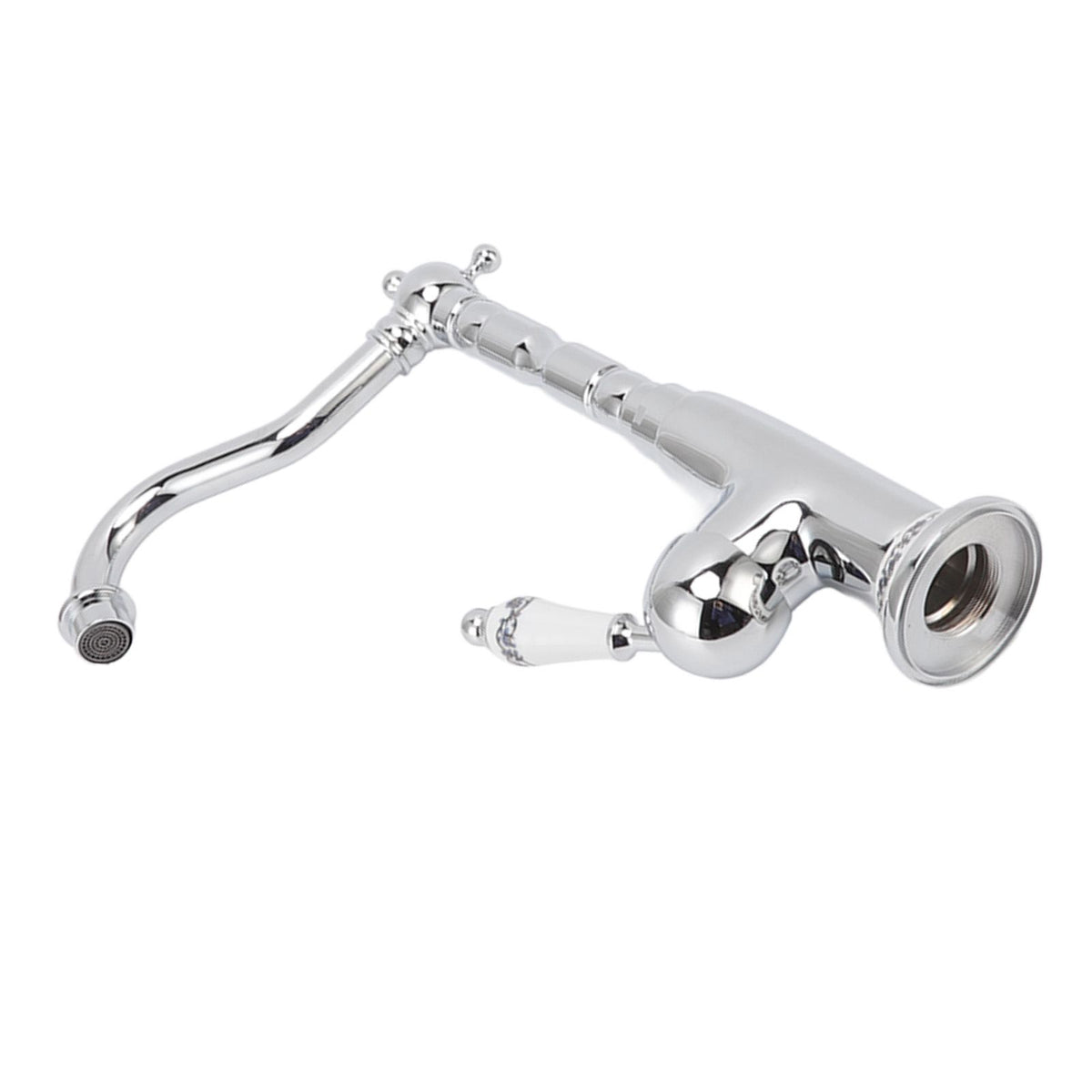Bathroom Water Tap Retro European Style Brass Electroplating with Long Bend Hose Hot Cold Mixer Basin Faucet for Home