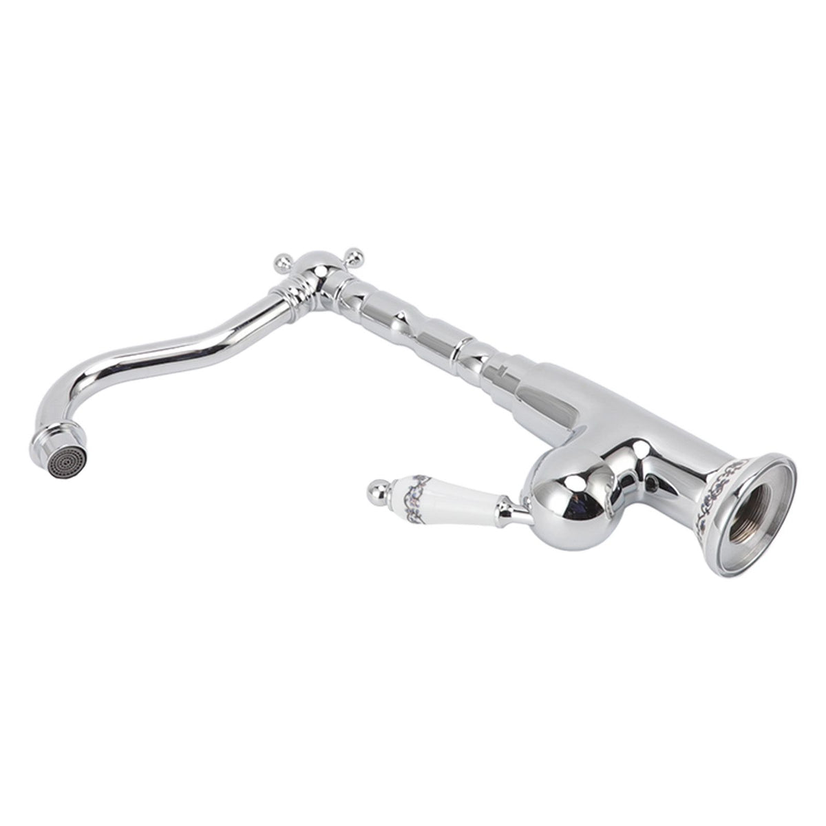 Bathroom Water Tap Retro European Style Brass Electroplating with Long Bend Hose Hot Cold Mixer Basin Faucet for Home