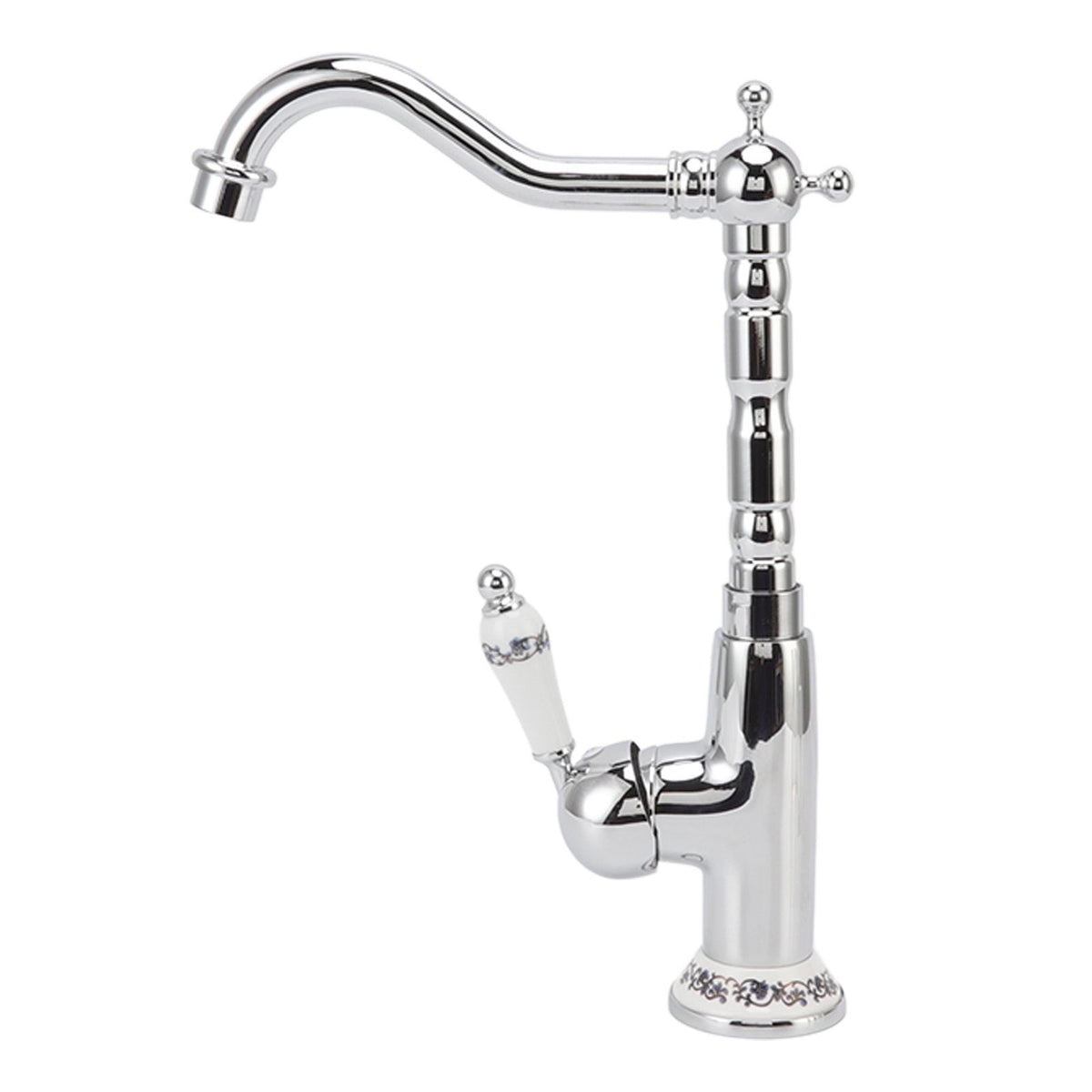 Bathroom Water Tap Retro European Style Brass Electroplating with Long Bend Hose Hot Cold Mixer Basin Faucet for Home