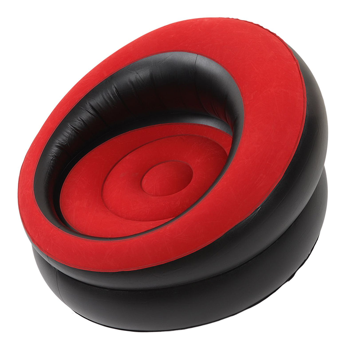 Inflatable Couch Flocking Air Sofa Simple Inflatable Chair for Living Room Bedroom Reading Room Office Balcony Travel Red