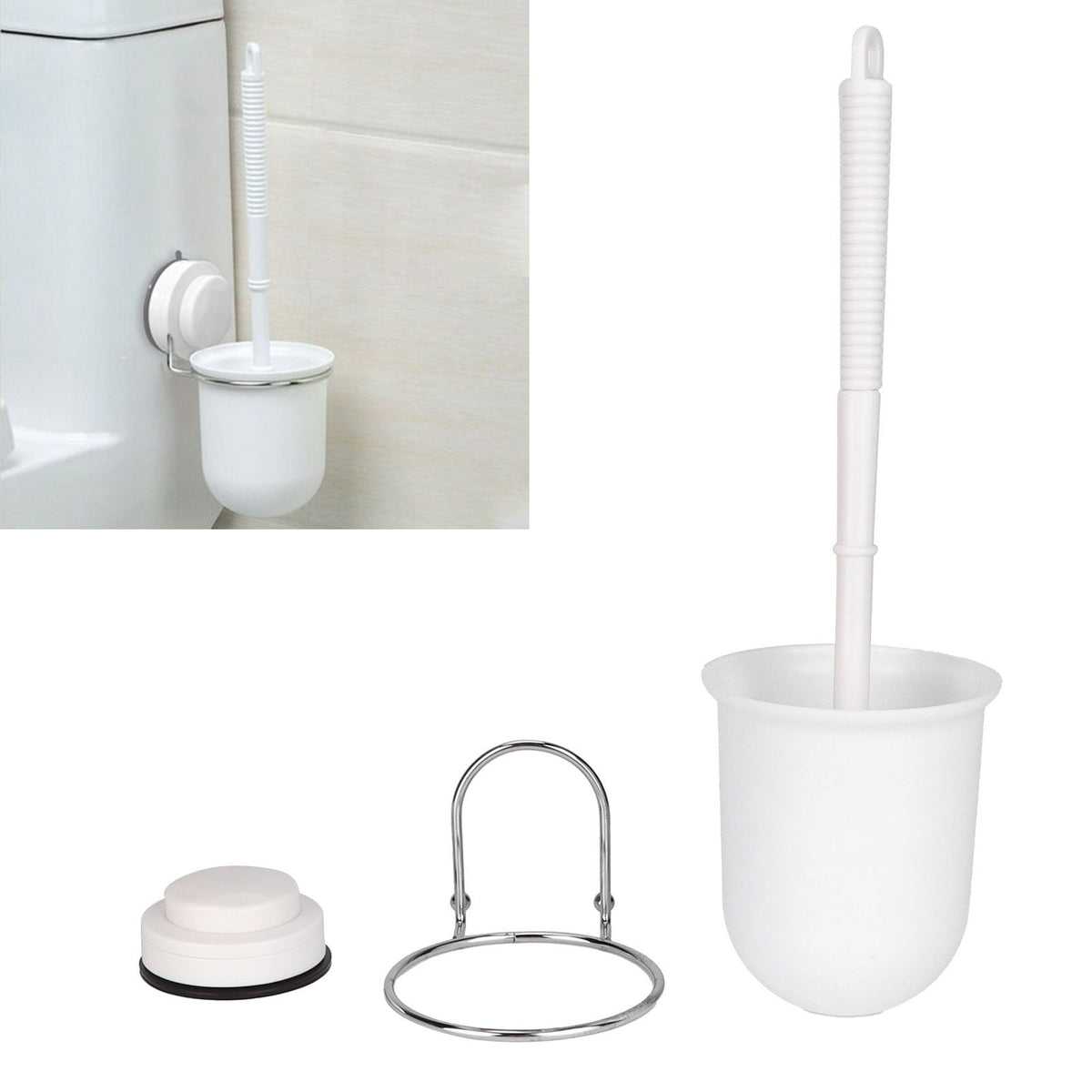 Toilet Brush and Holder WallMounted Toilet Bowl Brush Set Bathroom Cleaning Kit for Bathroom